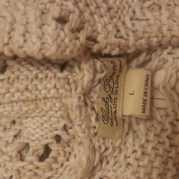 Lucky Brand Long Cardigan L Oatmeal - Picture 2 of 4
